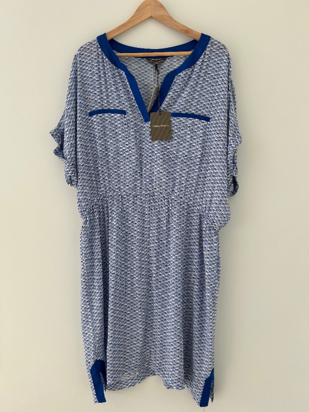 NWT Fan Festival Split Neck Dress in Cobalt Blue Haze Sz XL